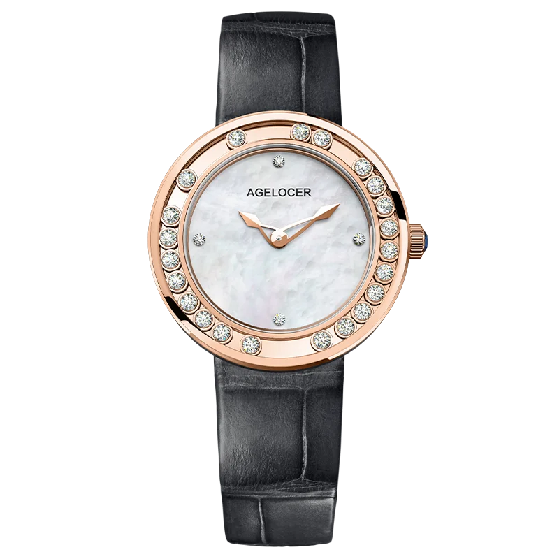 AGELOCER Orologio Baikal originale con diamanti Orologio al quarzo da donna in oro di lusso con diamanti Orologio con diamanti Regalo di compleanno per le donne
