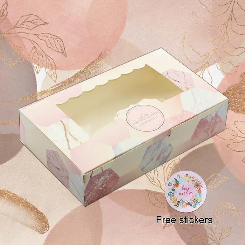 20/50 قطعة علبة هدايا حلوى الزفاف مع نافذة كوكي ورقة أكياس التعبئة والتغليف عيد ميلاد الحدث حفلة خطوبة تفضل الرخام كرتون #1