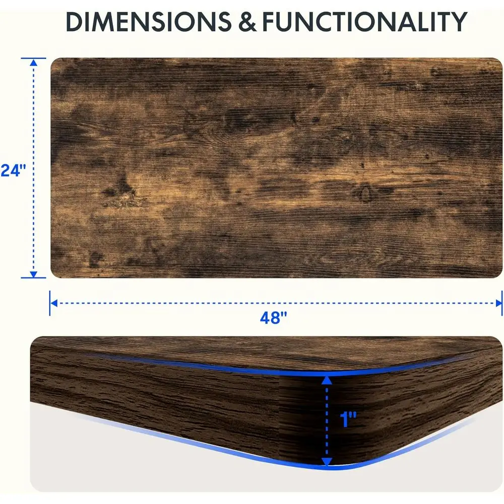 Bureau rectangulaire en noyer à hauteur réglable 48 x 24 avec 1 plateau épais