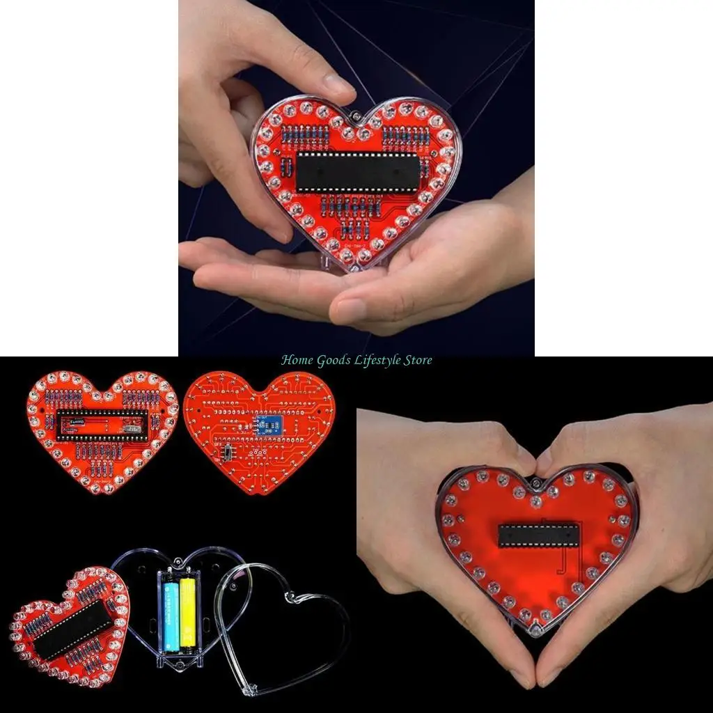 

E74E Heart Shaped RGBs LED Solder Project for Electronics Learning for Student Education and DIY Craft Enthusiasts