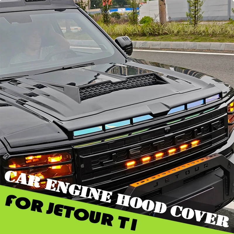 

Auto Engine Hood Cover Fit for Jetour Shanhai T1 2024 2025 Modified Car Engine Hood Black Warrior Appearance Accessories