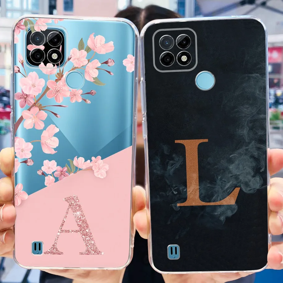 For Realme C21 C21Y Case RMX3201 RMX3261 Cover Cute Letters Silicone Funda For Realme C25 C25Y RMX3265 RMX3193 C 25 C 21 Y Cases