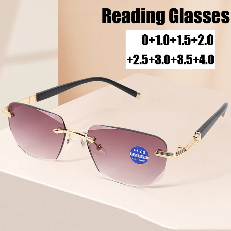 

Luxury Women's Reading Glasses Luxury Diamond Cutting Women Tea Lenses Computer Optical Glasses Men Presbyopia Eyeglasses To+4.0