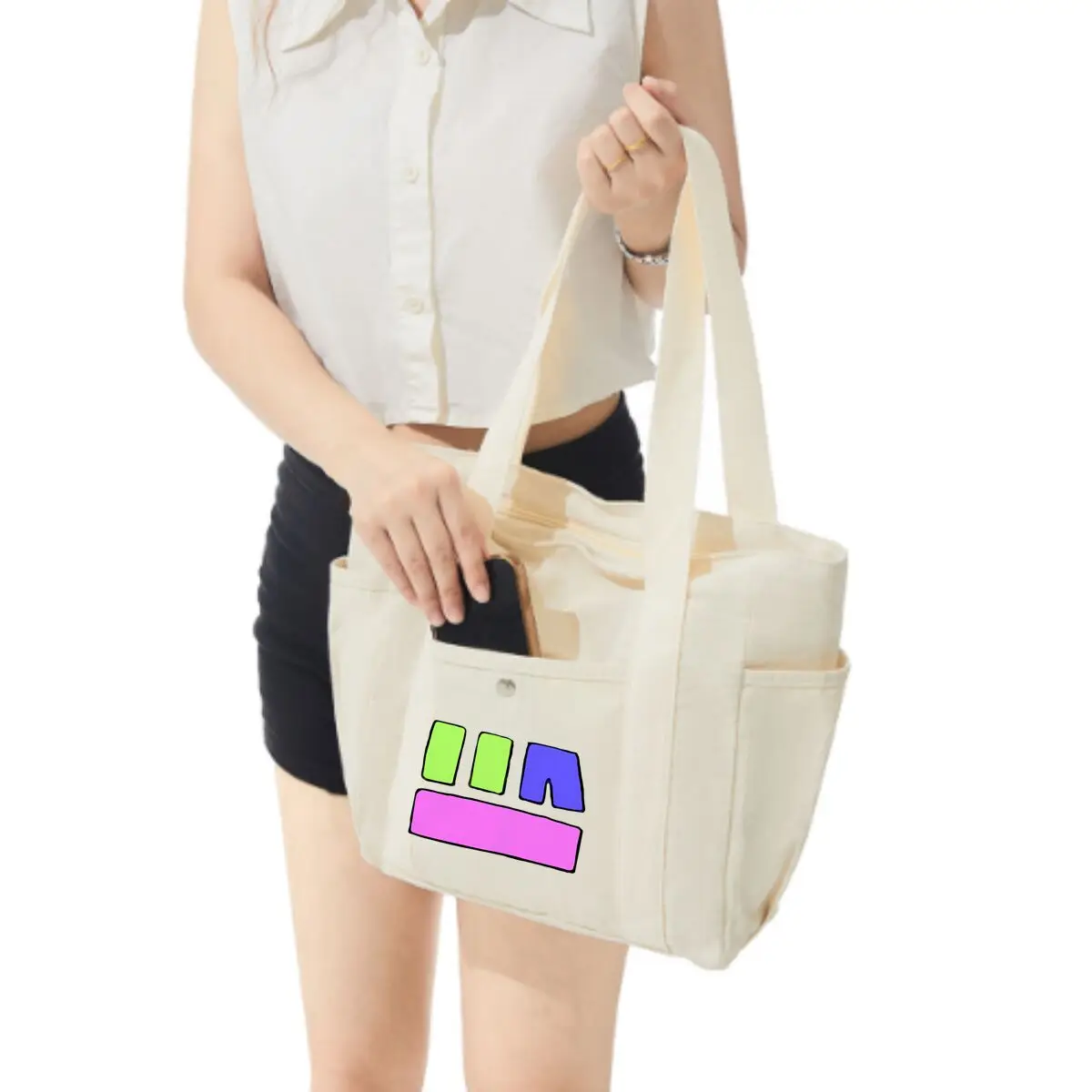 Color Block Abstract Design High-End and Large-Capacity Tote Bag Single Shoulder Tote Bag