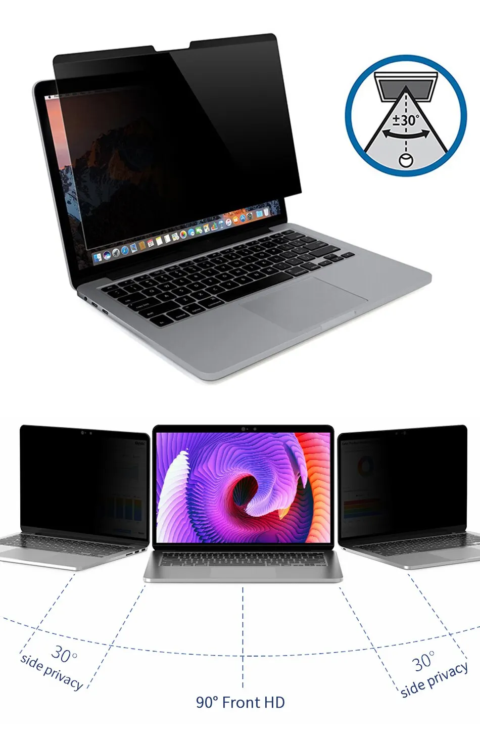 WiWU-Película protectora de pantalla de privacidad magnética para MacBook Air M2, Chip de 13,6 pulgadas, 2022, modelo A2681, pantalla de ordenador portátil Anti-peeping