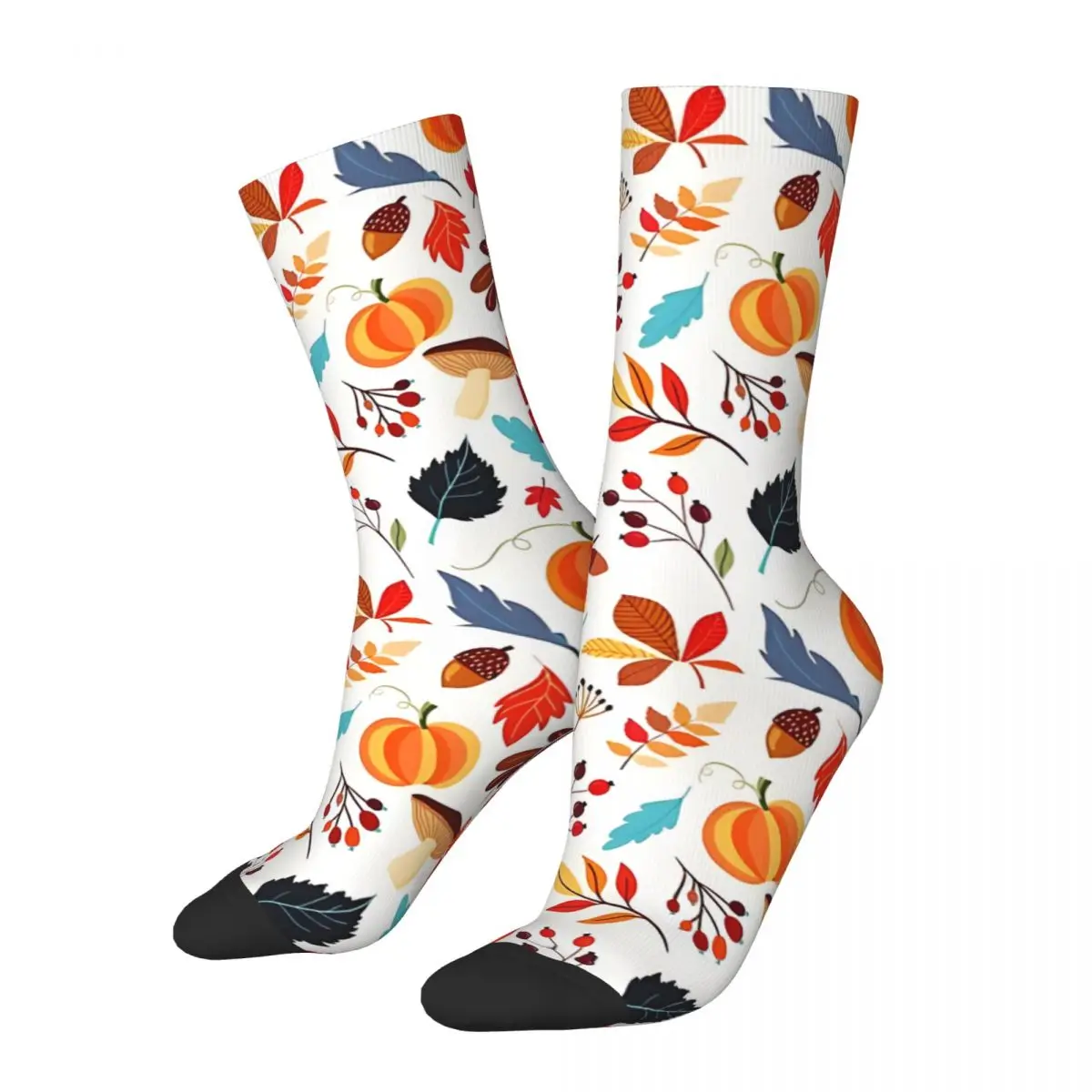 TIKI Fall Pumpkin Field Sock for Men Hip Hop Vintage Colorful Flowers Quality Pattern Printed Crew Sock Casual official-website