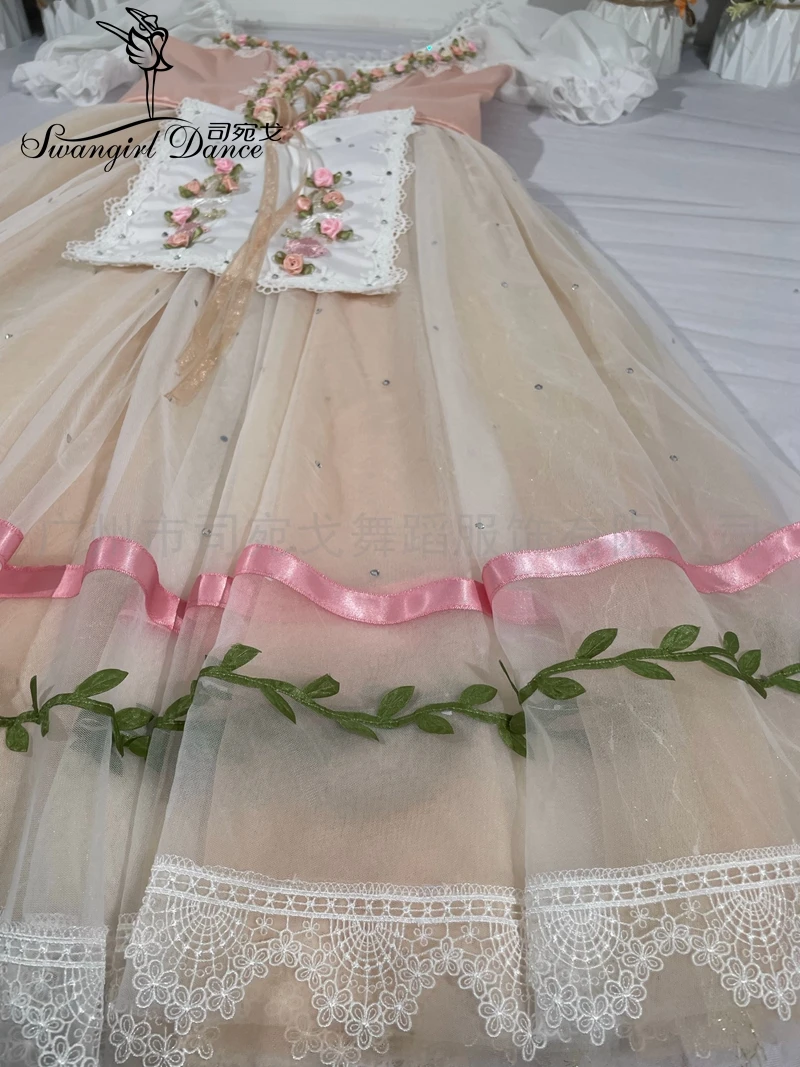 Aprikose rosa Giselle romantische Tutu lange Ballett Kostüm klassische Ballett Kleid weichen Tüll bt4300