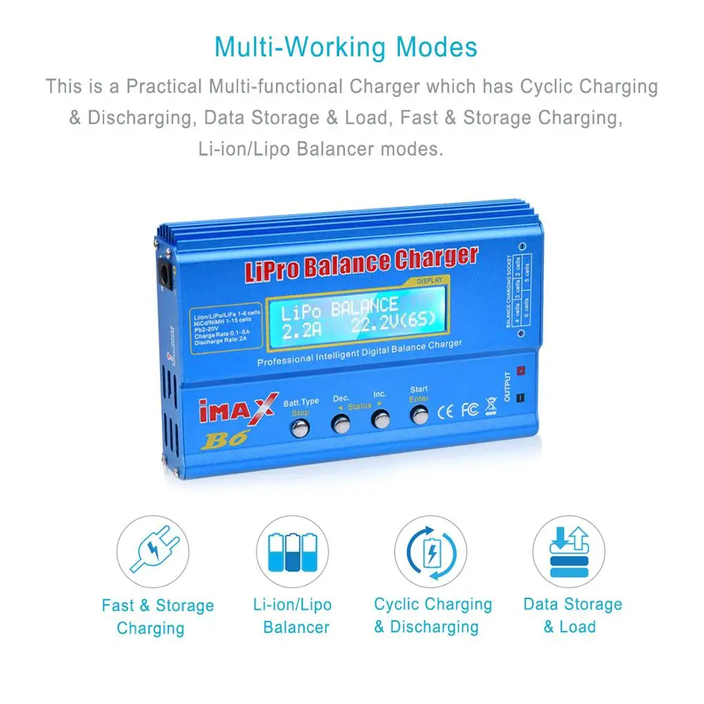 Imax b6 80W Lipo Charger For NiMh Li-ion Ni-Cd Lipo Battery Balance Charger Discharger+15V 6A Power Supply Adapter Charging