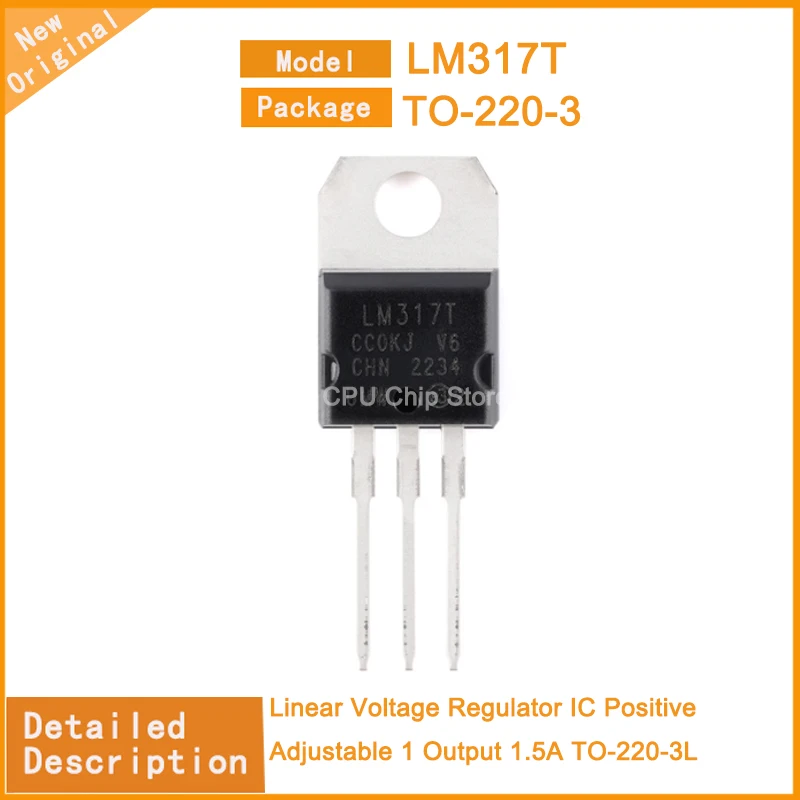 20Pcs/Lot  New Original  LM317T LM317 Linear Voltage Regulator IC Positive Adjustable 1 Output 1.5A TO-220-3L