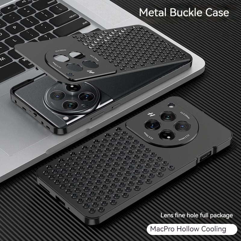 

For One Plus 12 Metal Heat Dissipation Phone Case,One Plus 13 Ultra-thin Shock-absorbing Fall Prevention Protect Back Cover