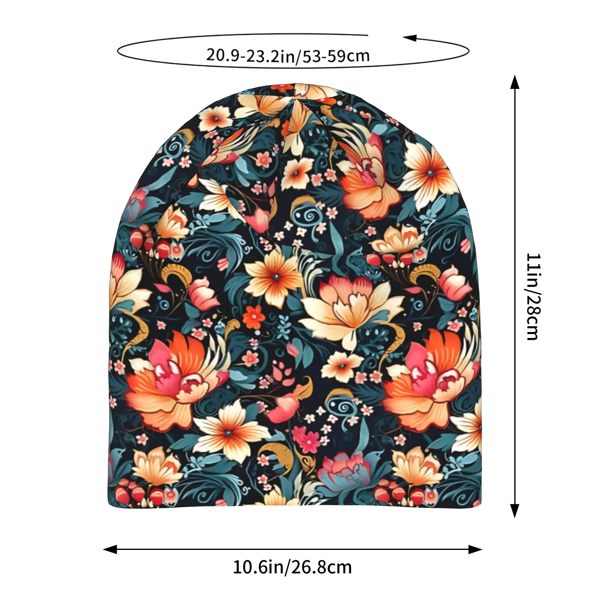 Tropical Floral Print Yellow Flowers Thin Hat Bonnet Hats Autumn Styles  Skullies Beanies Caps Men Women's Hip Hop Ski Cap