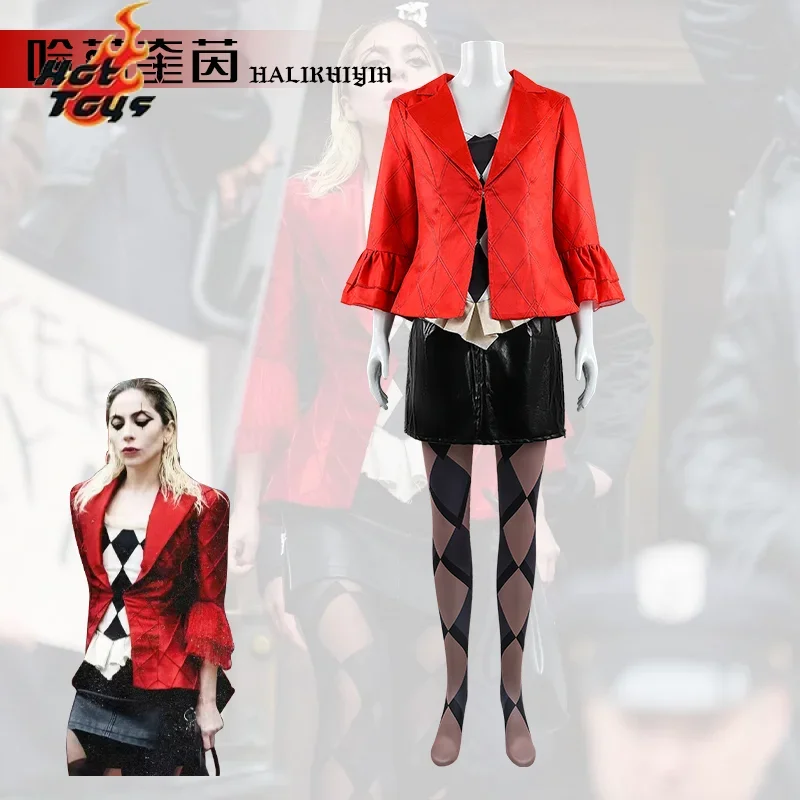 أزياء ليدي جوكر المهرج غاغا التأثيرية أزياء نسائية على شكل هارلي نوفو فيلم دي الهالوين رداء Canarval imbibée أنيمي 2024