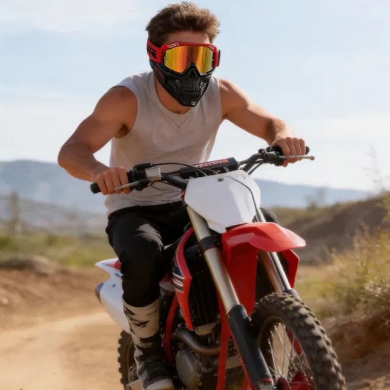 Moto Helmet Mask Goggles Motocross Riding Glasses Tactical Skull Mouth Face Mask Glasses Cycling Outdoor Protection Glasses