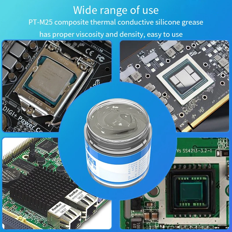 TEUCER PT-M25 열 그리스 25g |   12W/m·K 고전도성 |   CPU/GPU/노트북 냉각용 스크레이퍼가 포함된 실리콘 기반 화합물