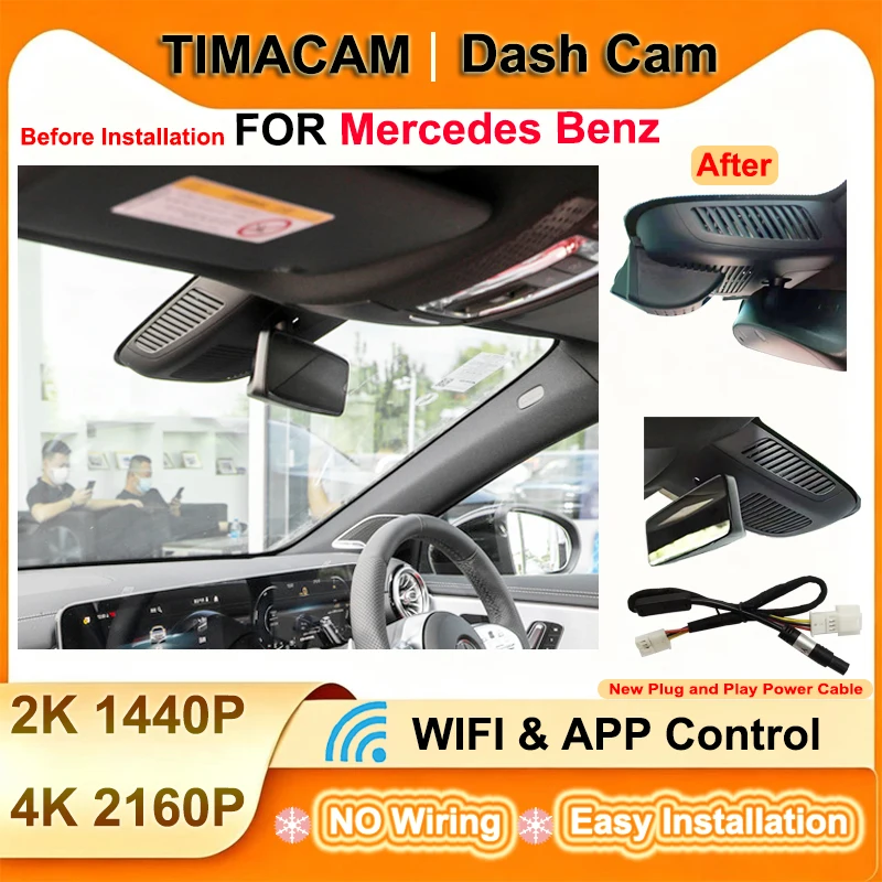 TIMACAM for Mercedes Benz A Class w177 AMG A35 CLA35 for Mercedes B Class w247 w118 2019 2021 Car DVR 4K Plug and Play Dash Cam