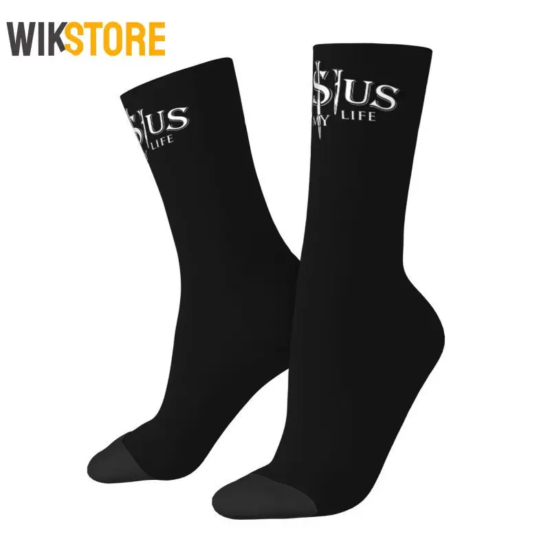 

Jesus Saved My Life Men Women Fashion Crew Socks Fashion Christ Christian Faith Spring Summer Autumn Winter Crazy Dress Socks