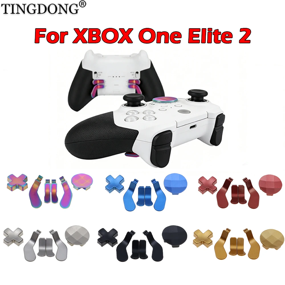 1 Set Metall-Ersatz-Thumbsticks, D-Pad, Trigger-Tasten für Xbox One Elite 2 Controller mit 6-in-1-Paddel-Tasten