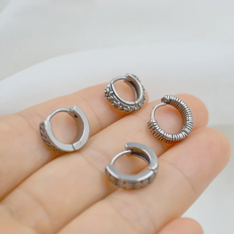 Lot50pcs Fashion Jewelry-  PUNK EMO Men/Women Hoop Earrings  Simple Ear Studs/Earring Stainless Steel  Hoop Ring