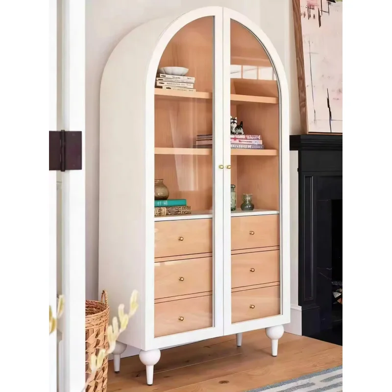 custom.Modern Luxury Solid Wood American Style Glass Cabinet EU CE Certification Large Capacity Hotel Restauran
