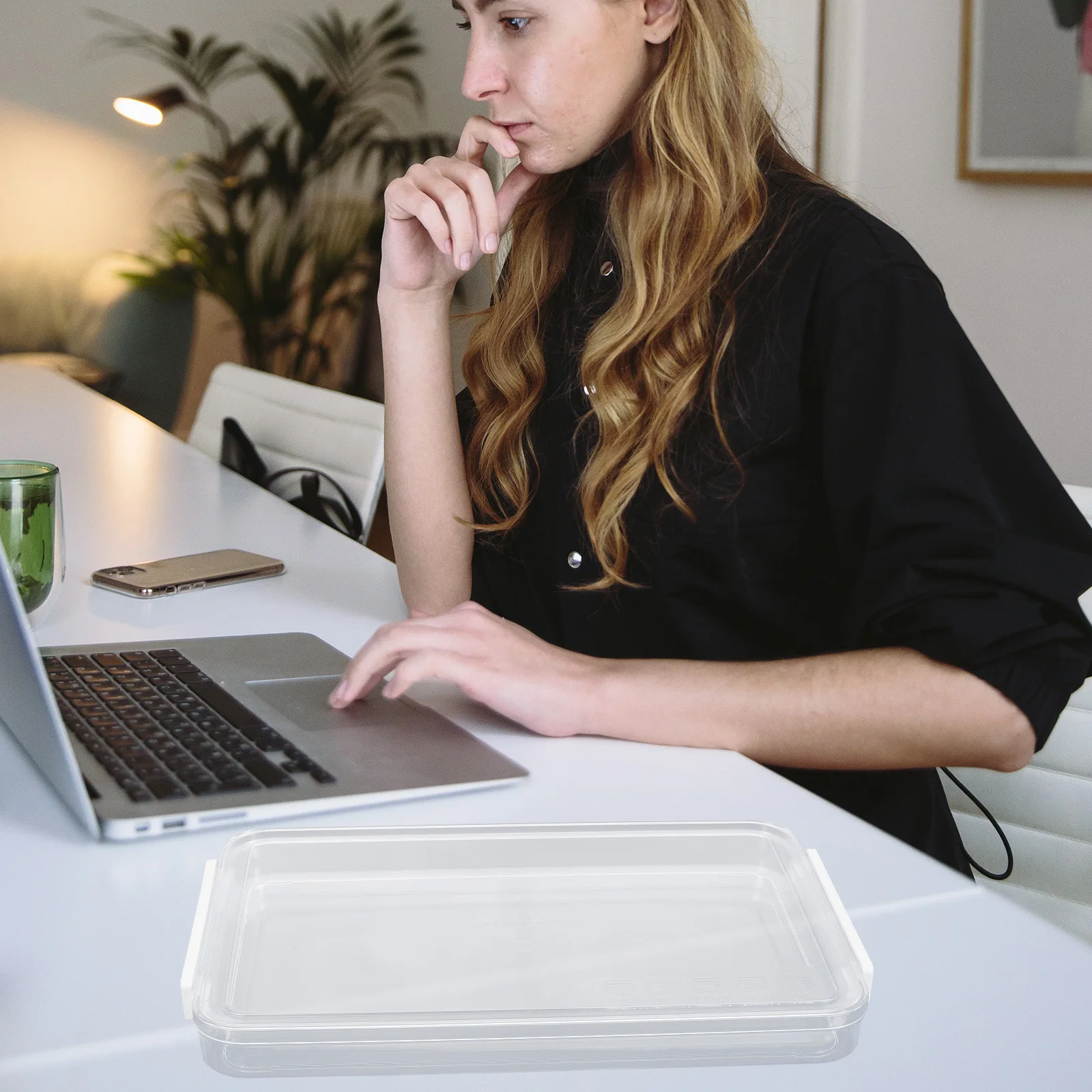 2 قطعة صندوق منظم المستندات لملفات المكتب سعة كبيرة مادة ABS للحيوانات الأليفة صناديق تخزين مسطحة مع أغطية لسطح المكتب الأبيض مرتب #3