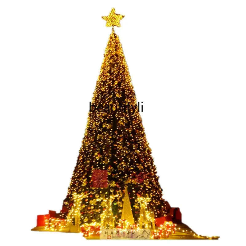 Modern large Christmas tree 4 5 6 7 meters, outdoor luminous Christmas tree set steel frame