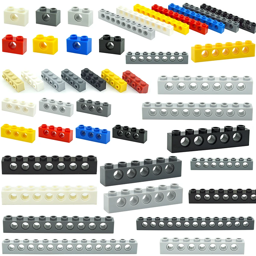 Nuevos ladrillos técnicos 1x3 con agujeros brazo de elevación largo con tachuelas DIY juguetes de bloques de construcción gruesos compatibles 87087 3703 3710 3895 3701