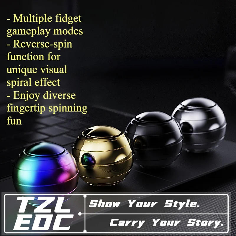 Sphere-shaped transfer metal fingertip gyroscope for stress relief - square-shaped colorful stress-reducing smart toy