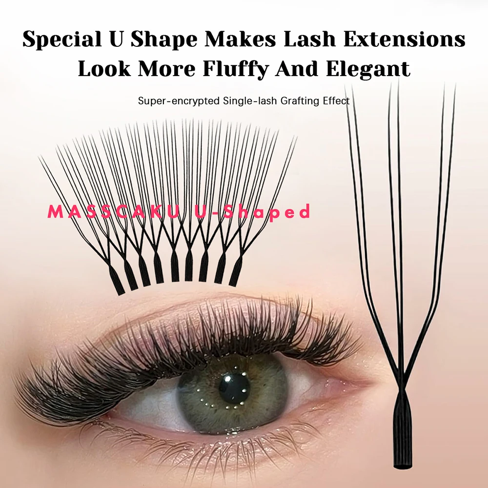 New Trend U Shape 3D 4D 5D 6D Eyelash Extension 0.07mm Thickness Denser Slender Cilios U Style Volume Fake Eyelashes by MASSCAKU