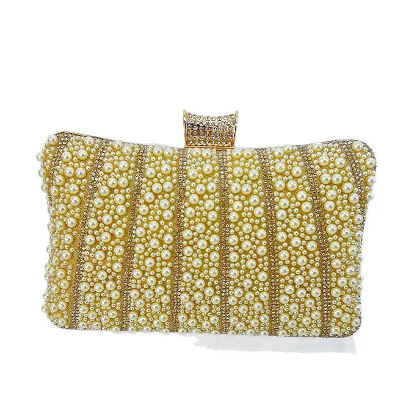 Pearl Dinner Women's Clutch Bag Versatile Pearl Rhinestone Evening Handbag Messenger Cartera De Fiestas Elegantes Bolsos De Lujo