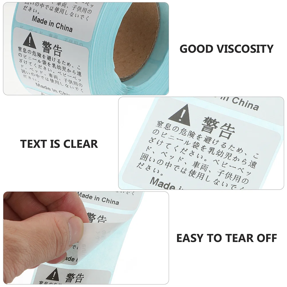 

Anti-Suffocation Warning Stickers White Roll Shipping Packaging Bags Labels Easy to Use Peel Stick Suffocation Warning Stickers