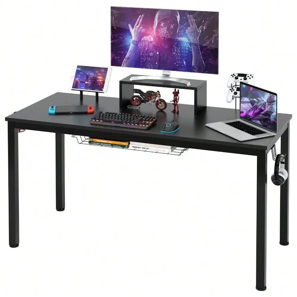 55 inch Gaming Desk Racing Style Computer Desk w/ Cup Holder & Hook Office Home