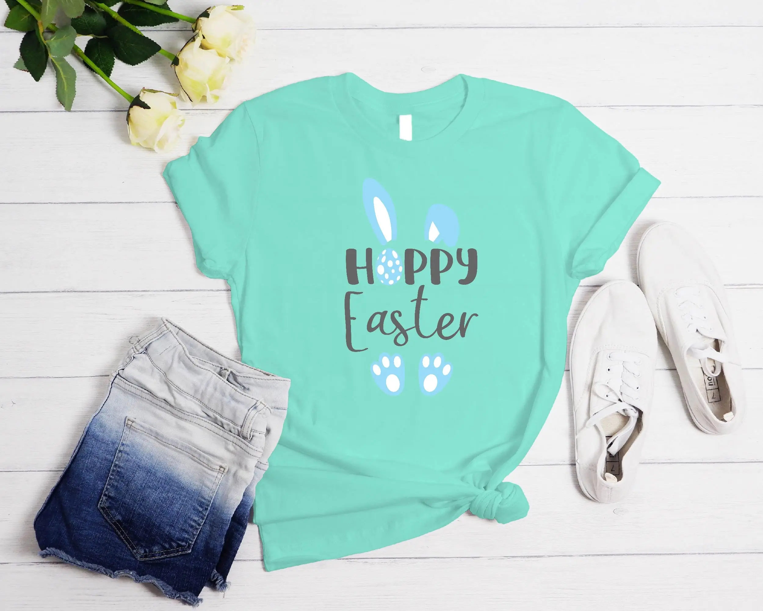 

Счастливая Пасха Футболка день кролик Женщины для