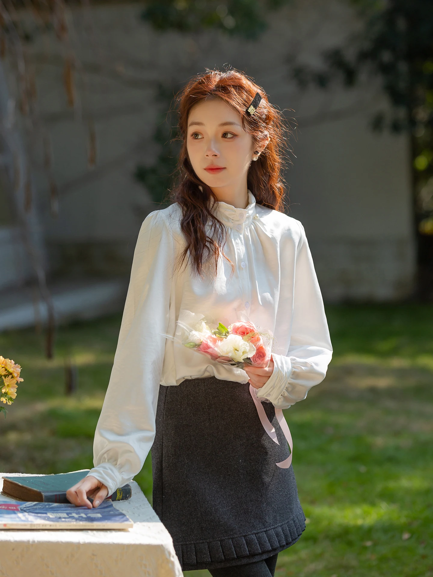 

Французская блузка-свитер женская, нижняя одежда, белый кружевной воротник, цвет irt, весна 2026, дизайн Sensibili, хлопок...