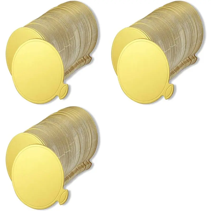 A36T-Mini Round Golden Cardboard Cake Base, Mousse Cake Plate, 300 Pieces Cake Paper Plate Round Cardboard Base Dessert Plate