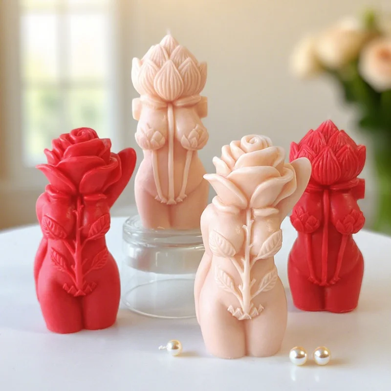 DIY Flower Human Body Silicone Candle Mold Mushroom Girl Aroma Plaster Resin Ornament Molds Handmade Soap Home Decor Craft Molds - Image 4