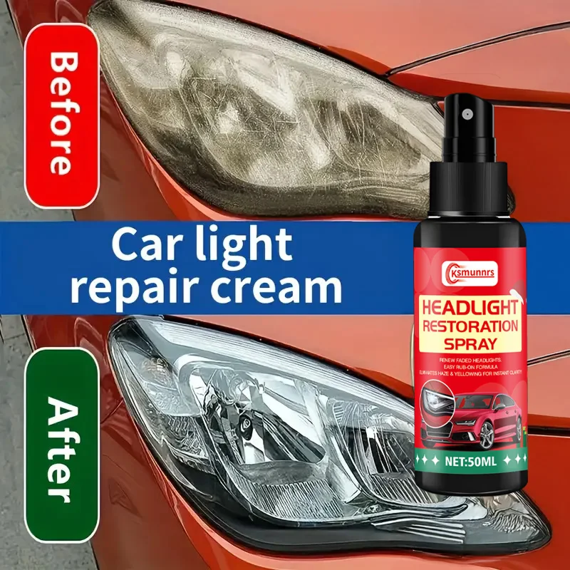 Fasilawei Car Headlight Restorer Spray - Yellowing Oxidation Remover Like-New Clarity Long-Lasting UV Shield