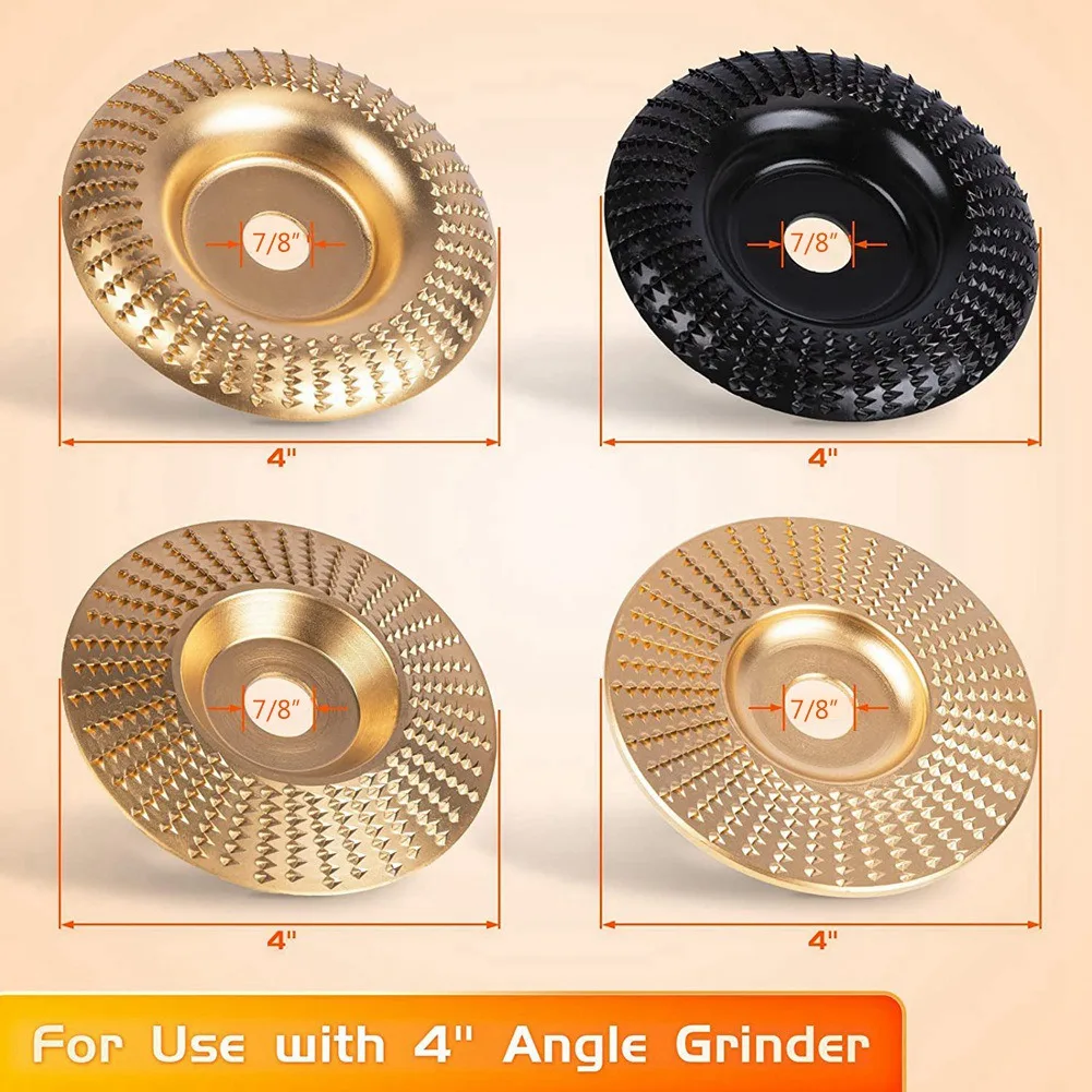 AS94-4PC Angle Grinder Wood Carving Disc Set, Wood Shaper Carving Disc For Angle Grinder Attachments, Wood Shaping Tools