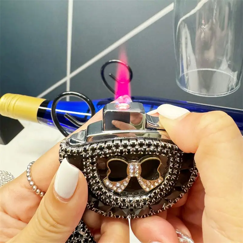 

Bling Full Diamond Lighter for Women – Windproof Red Jet Flame, Refillable Portable Mini Lighter, Perfect Gift for Her