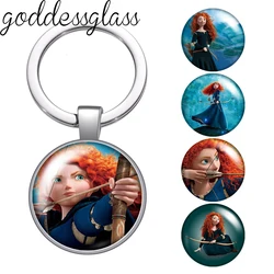 Brave Princess Merida Photo glass cabochon keychain Bag Car key chain Ring Holder Charms keychains gift