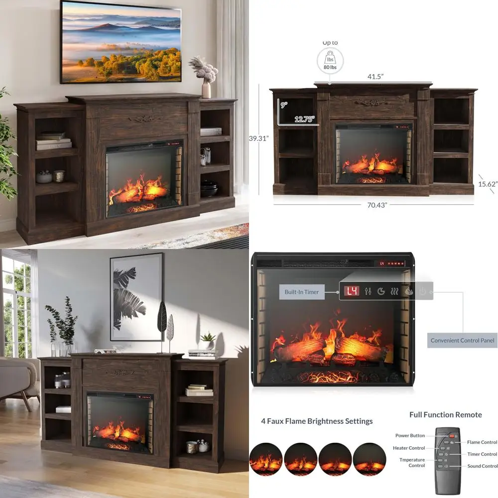 

Contemporary 70 68 TV Electric Fireplace Media Stand with Energy-Saving Heater
