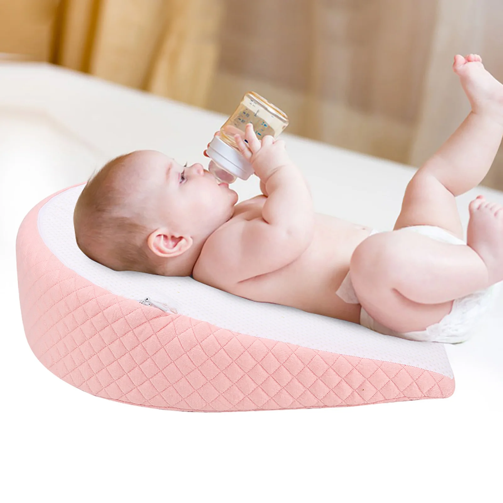 Newborn Slope Pillow Positioning Baby AntiReflux Pillow Feeding AntiSlip Polyester and Non‑slip Cloth Pillow