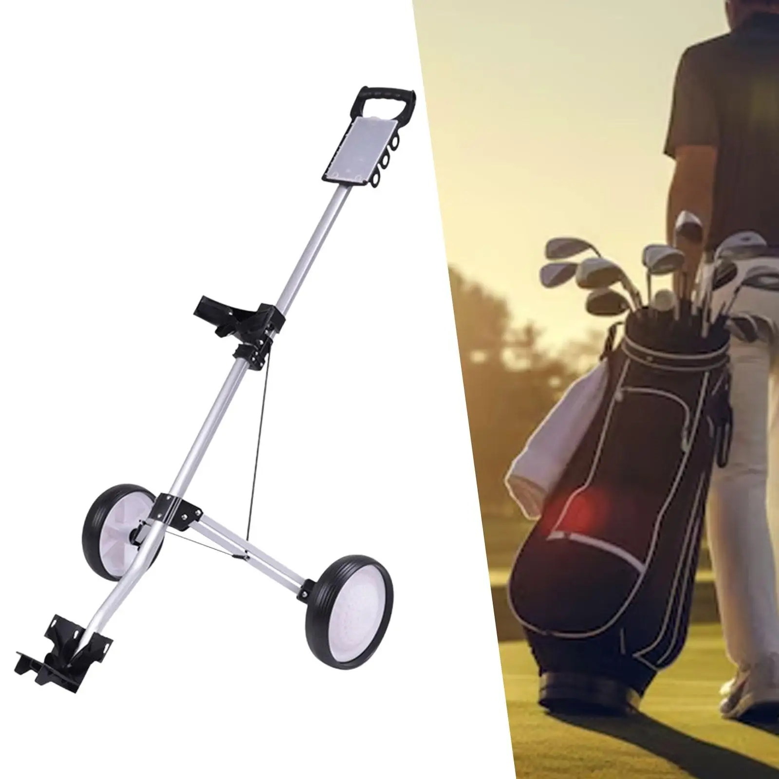 

Golf Push Cart Lightweight with Scoreboard Foldable Aluminum Alloy Caddy Cart for Training Women Men Outdoor Golfers Golf Clubs