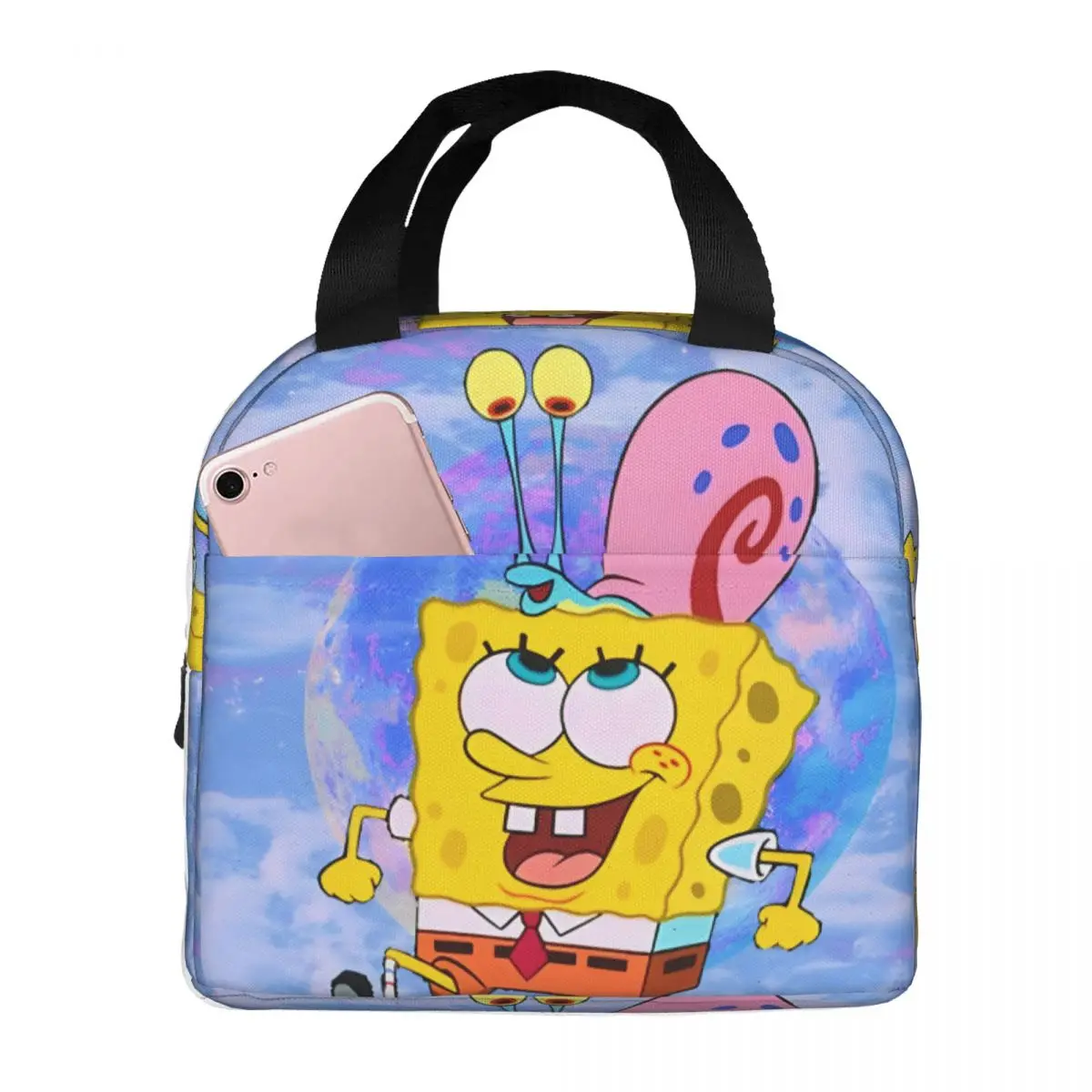 Bolsa de almuerzo de Bob Esponja para niños, contenedor de almuerzo de fin de semana, resistente al agua, nuevo