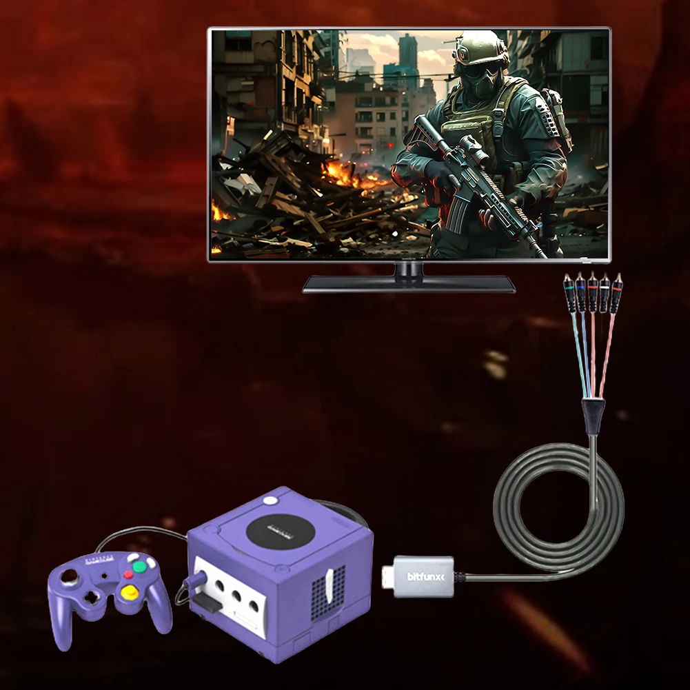 كابل محول مكون فيديو 5RCA YPbPr لوحدة تحكم ألعاب NGC رقمية AV Out لـ Gamecube #6