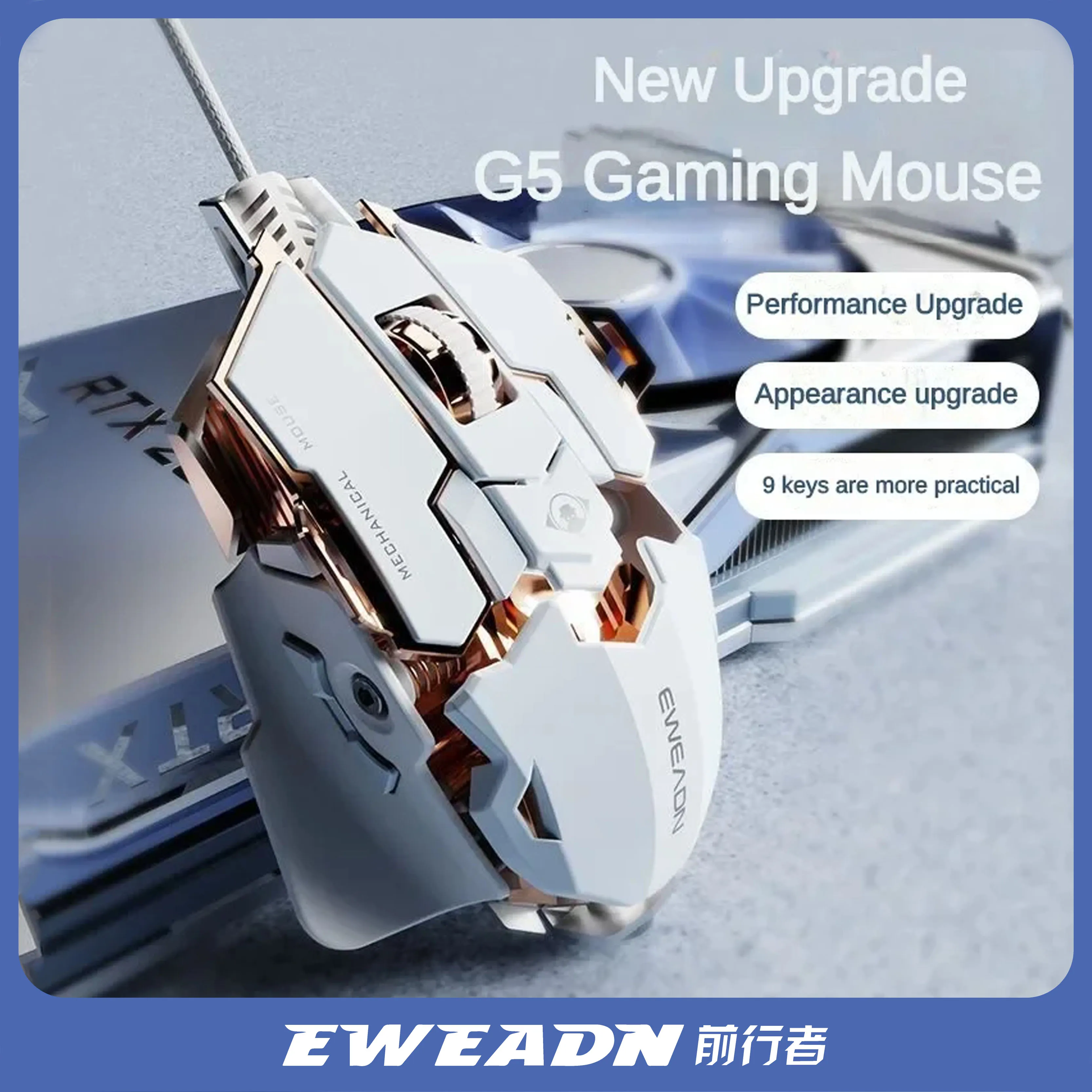 

EWEADN G5 Wired Game Mouse Mechanical Gamer Mute Ergonomic Levels Adjust E-sport Laptop Accessories E-sports Mouse Pc Office