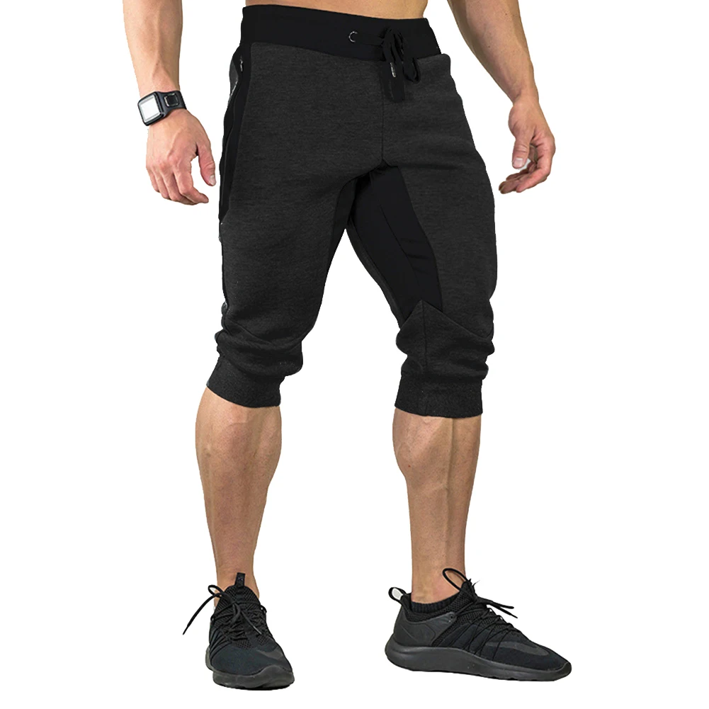 Summer Men\'s Casual Cotton Shorts Running Workout Joggers Sweatpants  Jogging Sport Capri Pants Mesh Below Knee 3/4 Gym Shorts