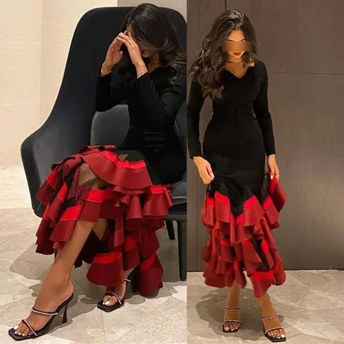 Imagen 1 del producto Vestido elegante drapeado de sirena con cuello en V de alta calidad Retro personalizado vestido de fiesta de bienvenida ocasión Formal fiesta para mujer