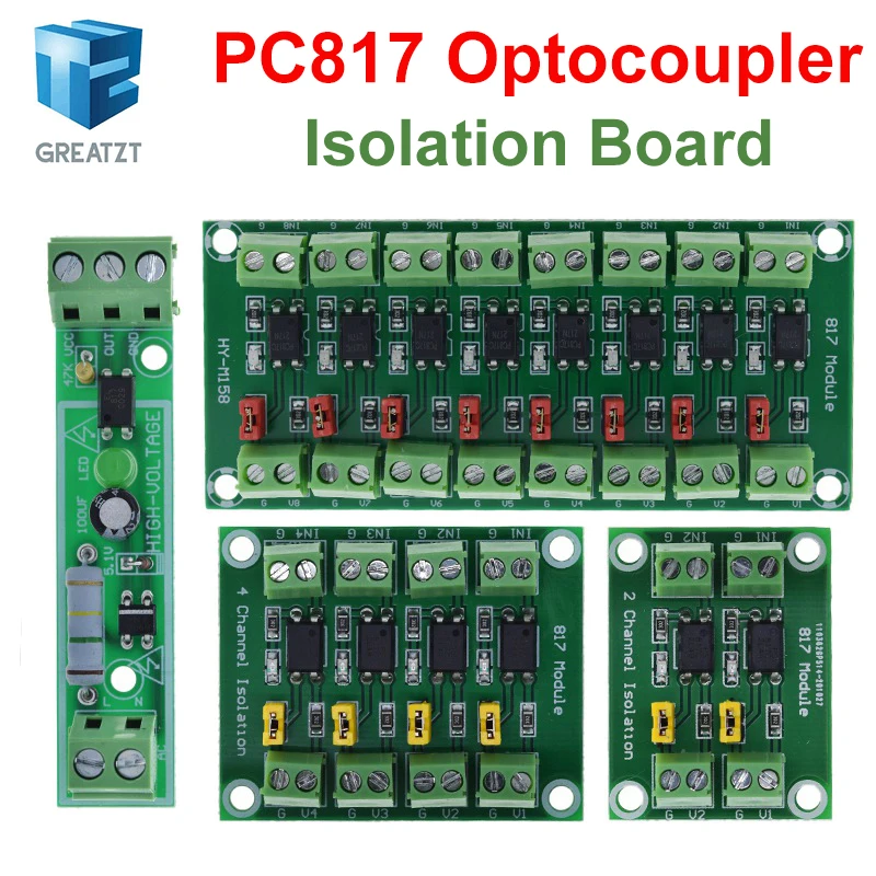 PC817 1 2 4 8 Channel Optocoupler Isolation Board Voltage Converter Adapter Module 3.6-30V Driver Photoelectric Isolated Module