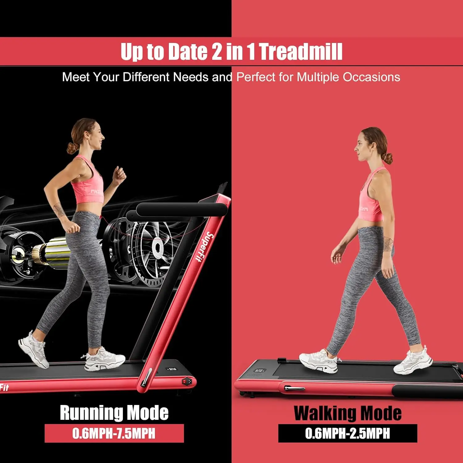 1100W Folding Treadmill Electric Motorized Power Fitness Running Machine w/Support