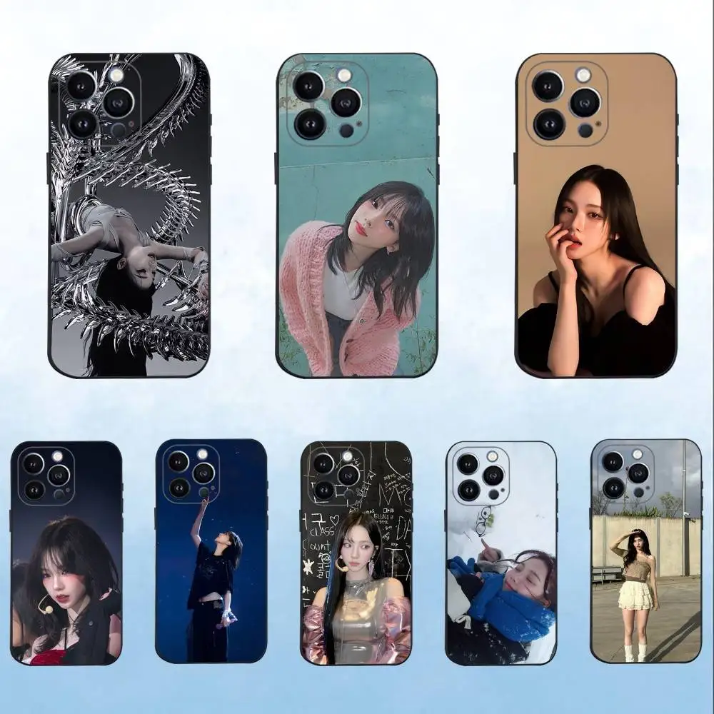 

K-POP K-Karina Phone Case For iPhone 16,15,14,13,12,11 Plus,Pro Max,XS,X,XR,SE,Mini,8,7,Soft Silicone Black Cover